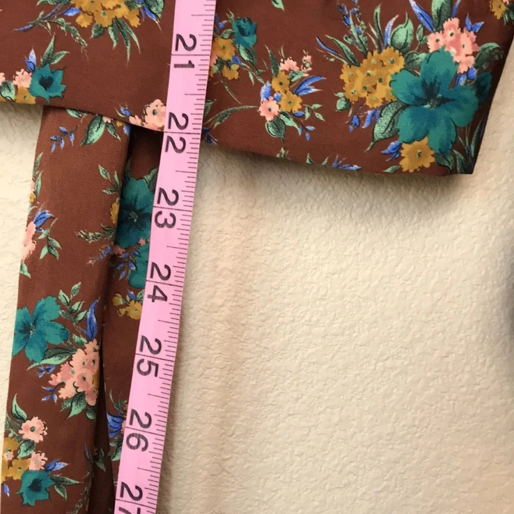 Zara | Brown Floral Tie Top - Picture 7 of 8